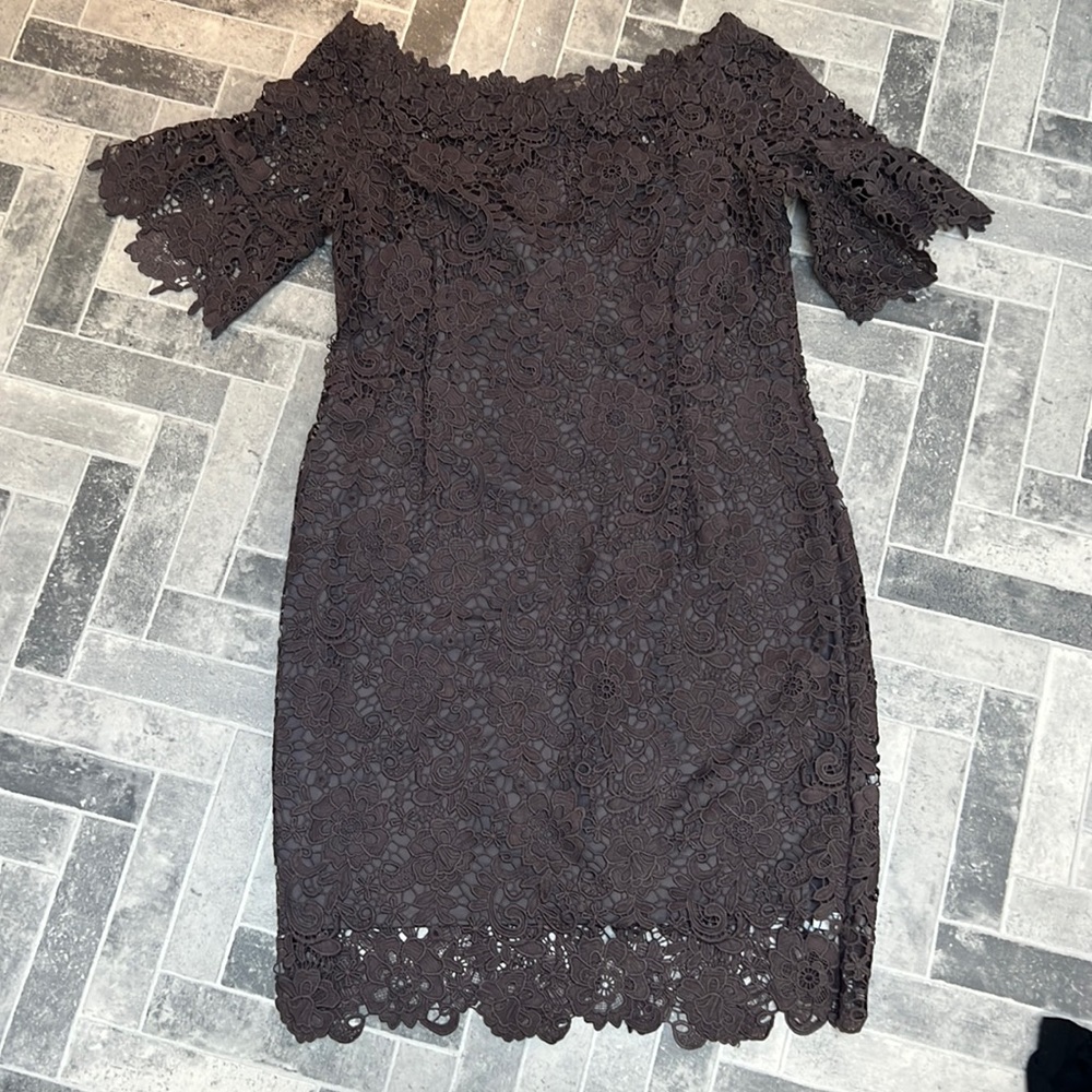 Crochet Dress with Fluted Sleeves